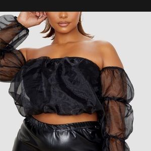 PLUS SIZE BLACK RUFFLE PRETTY LITTLE THING